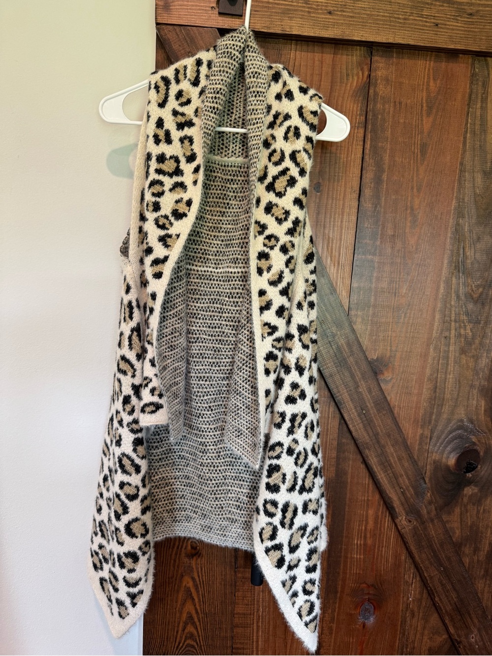 Leopard Print Sweater Vest Cardigan | Open Front | Soft Knit | One Size
